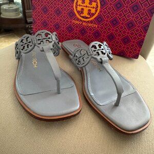 Tory Burch Miller Leather Sandal Size 6 in excellent condition. Color Cloud Blue